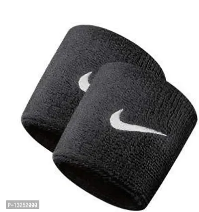 Sweatband/Wrist Band/Wrist Support For Gym and Sports (Set of 1 Pair) (Black) - Pack of 1 Pair-thumb0