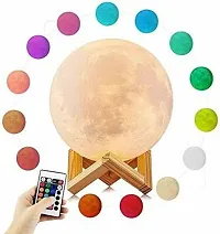 3D Remote  Touch Control Adjust Brightness Moon Lamp with Wooden Stand Rechargeable Battery Night Lamp&nbsp;&nbsp;(15 cm, Multicolor)-thumb1