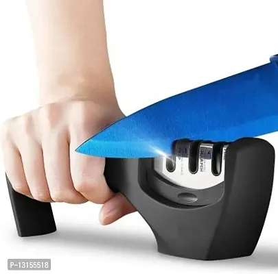 Smart Kitchen Kitchen Knife Sharpener, 3 Stage Manual Kitchen Knife Sharpening Steel&nbsp;&nbsp;(Plastic)-thumb0