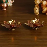 Brass, Copper (Pack of 2) Table Diya Set&nbsp;&nbsp;(Height: 1.5 inch) : Copper Brass Diya 219-thumb1