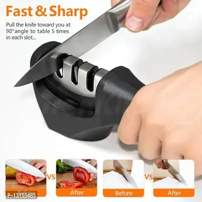 Knife Sharpener Manual for Sharpening Dull Stainless Steel,Ceramic Knife and Steel Knives for 3 Stage Kitchen Sharpening Knife Sharpening Steel&nbsp;&nbsp;(Plastic, Steel)-thumb3