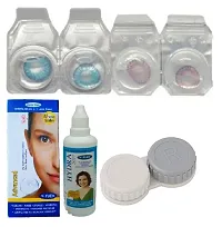 Blue-Voilet&nbsp; Colored (2 Pairs) Soft Contact Lens (0 Power) with Solution  Case-thumb1