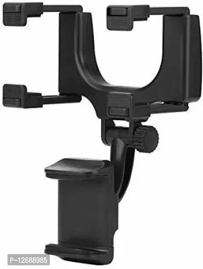 Car Mobile Holder for Dashboard, Windshield&nbsp;(Black) - Rear View Mirror Mount Holder Stand-thumb0