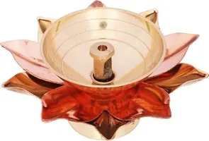 Lotus diya stand small | Kamal Nanda diya | Brass Lotus Oil Lamp for Home decoration Brass, Copper (Pack of 2) Table Diya&nbsp;&nbsp;(Height: 1.5 inch) : Copper Brass Diya 220-thumb2