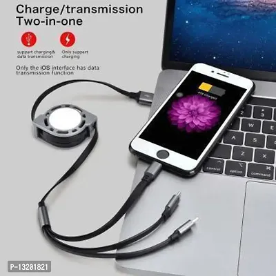 3-in-1 Retractable USB Charging Cable Multi-Device Fast Charger Cord with Micro USB / Lightning / Type C 1.2 m-thumb3
