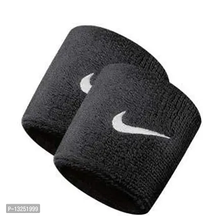 Sweatband Wrist Band Wrist Support For Gym  Sports (Black) - Pack of 1 Pair-thumb3