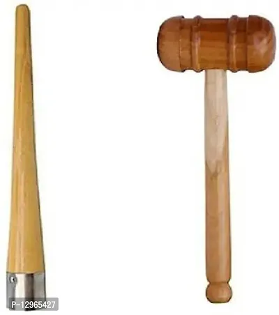 Set Of Cricket Bat Double Sided Knocking Hammer with Cricket Bat Handle Cone - Combo of 2 Items-thumb0