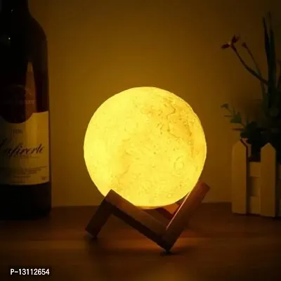 3D USB Rechargeable Moon Lamp Color Changing Sensor Touch Decoration Crystal Ball Night Lamp with Wooden Stand Night Lamp&nbsp;&nbsp;(15 cm, White)-thumb2