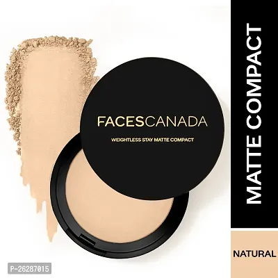 FACES CANADA Weightless Stay Matte Powder | Oil Control Compact (Natural, 9 g)