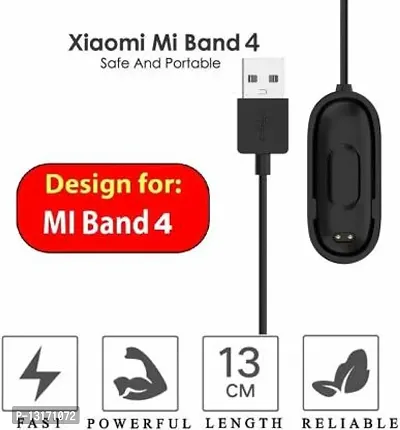 Band 4 USB Charging Data Cradle Dock Cable Charger 0.25 m Power Sharing Cable&nbsp;&nbsp;(Compatible with Mi Band 4, Black, One Cable)-thumb3