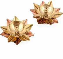 Brass Akhand Lotus/Kamal Diya | Akhand Jyot | Magical Lantern Brass Diya | Decorative Brass Oil Lamp | Puja Lamp Brass, Copper (Pack of 4) Table Diya&nbsp;&nbsp;(Height: 1.5 inch) : Copper Brass Diya 237-thumb1