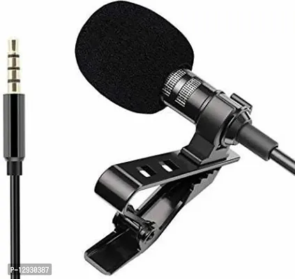 3.5mm Clip Collar Microphone For Youtube, Collar Mike for Voice Recording (Black) Microphone-thumb0