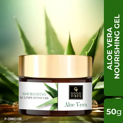 Good Vibes Aloe Vera Nourishing Multipurpose Face Gel, 50 g Moisturizing Soothing Light Weight Formula, Helps Reduce Acne  Sunburns for All Skin Types