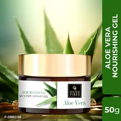 Good Vibes Aloe Vera Nourishing Multipurpose Face Gel, 50 g Moisturizing Soothing Light Weight Formula, Helps Reduce Acne  Sunburns for All Skin Types