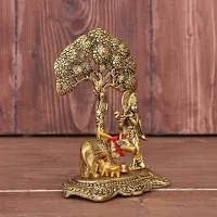 Home D&eacute;cor  Gifts cow krishna stand under tree Decorative Showpiece - 12 cm&nbsp;&nbsp;(Metal, Gold):Krishna Tree 211-thumb1