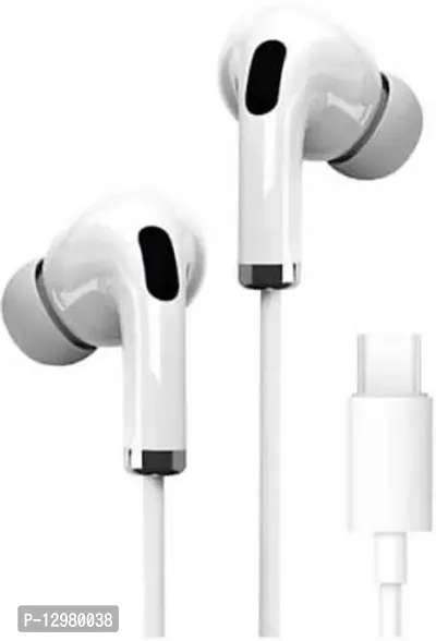 Airbass Type C Earphone With Extra bASS Sound Wired Headset&nbsp;&nbsp;(White, In the Ear)