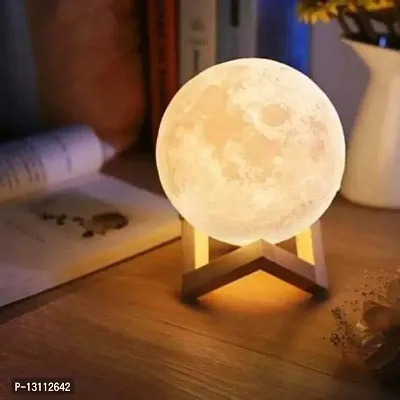 3D Print Night Light LED Moon Lamp Rechargeable 3 Colour Touch Switch New Year Gift for Bedroom Decoration: 3D Print Night Light LED Moon Lamp Rechargeable 3 Colour Touch Switch New Year Gift for Bedroom Decoration Night Lamp&nbsp;&nbsp;(15 cm, White)