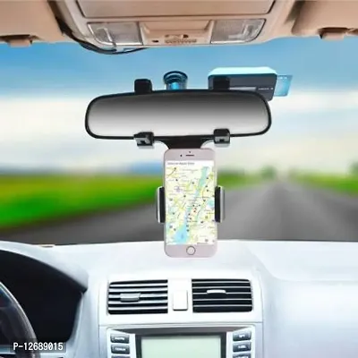 Car Mobile Holder For Windshield&nbsp;(Black) - Rear View Mirror Mount Mobile Holder Stand-thumb2