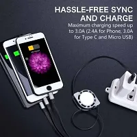 Retractable 3 in 1 USB Cable 3.0A Fast Charger Cord, Multiple Charging Cable 4Ft/1.2m 3-in-1 USB Charge Cord-thumb2