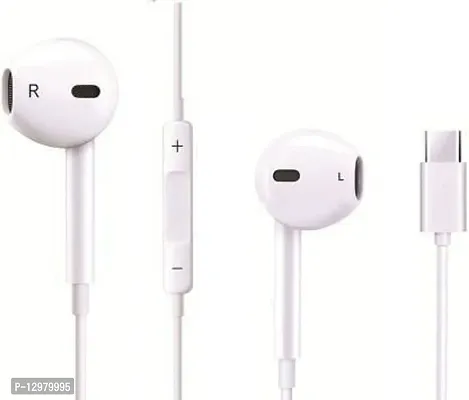 USB Type C earphones/ headphone TYPE C HANDFREE Wired Headset&nbsp;&nbsp;(White, In the Ear)-thumb2