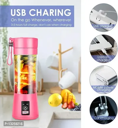 Portable Electric USB Juice Maker Juicer Bottle Blender Grinder Mixer, 4 Blades Rechargeable Bottle (Multi color)-thumb2