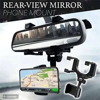 Car Mobile Holder for Dashboard, Windshield&nbsp;(Black) - Rear View Mirror Mount Holder Stand-thumb0