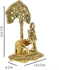 Metal Krishna with Cow Calf Standing Under Tree Plying Flute Decorative Showpiece - 16.5 cm (Brass, Gold) Decorative Showpiece - 16.5 cm&nbsp;&nbsp;(Metal, Gold):Krishna Tree 223-thumb2