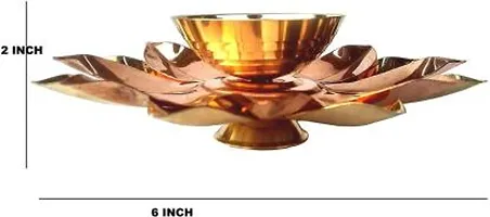 Brass And Copper Lotus Shape Akhand Diya Kamal Patti Diya Brass Table Diya&nbsp;&nbsp;(Height: 1.5 inch) : Copper Brass Diya 209-thumb1