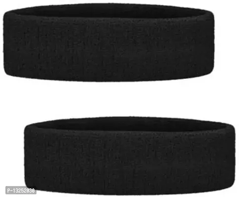 Sport Headband Head Support&nbsp;Hair Non Slip, Moisture Wicking Headband for Running (Black) - Pack of 2