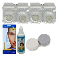 Green-Green Colored (2 Pairs) Soft Contact Lens (0 Power) with Solution  Case-thumb1