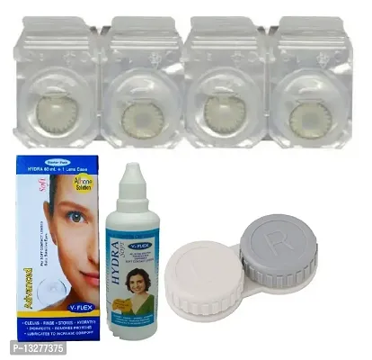 Green-Green Colored (2 Pairs) Soft Contact Lens (0 Power) with Solution  Case-thumb2