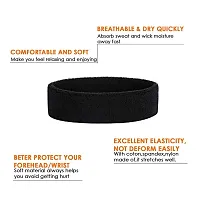 Sports Tennis Badminton Head Band Pack of 2 | Black Towel - Pack of 2 (Black)-thumb2