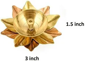 Brass Akhand Lotus/Kamal Diya | Akhand Jyot | Magical Lantern Brass Diya | Decorative Brass Oil Lamp | Puja Lamp Brass, Copper (Pack of 4) Table Diya&nbsp;&nbsp;(Height: 1.5 inch) : Copper Brass Diya 237-thumb2