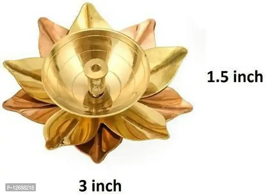 Brass Akhand Lotus/Kamal Diya | Akhand Jyot | Magical Lantern Brass Diya | Decorative Brass Oil Lamp | Puja Lamp Brass, Copper (Pack of 4) Table Diya&nbsp;&nbsp;(Height: 1.5 inch) : Copper Brass Diya 237-thumb3