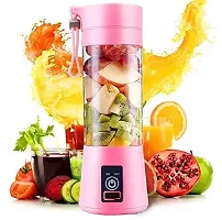 Portable Blender, Personal Size Electric Rechargeable USB Juicer Cup, Fruit Mixer Machine with 4 Blades for Home and Travel (380 ml, Multicolour), 1 Jar-thumb1