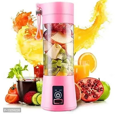 Portable Blender, Personal Size Electric Rechargeable USB Juicer Cup, Fruit Mixer Machine with 4 Blades for Home and Travel (380 ml, Multicolour), 1 Jar-thumb2
