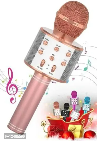 Wireless Handheld Bluetooth Mic with Speaker (Bluetooth Speaker) Audio Recording and Karaoke Feature Microphone Handheld 858-thumb0