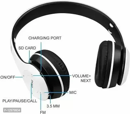 P47 Wireless Bluetooth Portable Sports Headphone with Microphone Bluetooth Headset&nbsp;&nbsp;(White, On the Ear)-thumb4