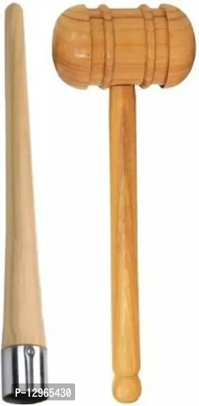 Wooden Mallet Hammer for Knocking Cricket Bat  Grip Cone - Combo of 2