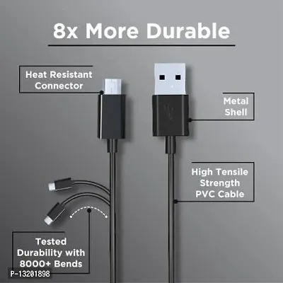 Fast charge 1.2m Micro USB sync  charge cable 1.2 m Micro USB Cable&nbsp;(Compatible with Mobile, Laptop, Black, One Cable)-thumb2