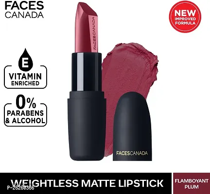 FACES CANADA Weightless Matte Hydrating Lipstick with Almond Oil (Flamboyant Plum 12, 4.5 g)-thumb0