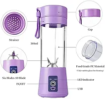 Portable Electric USB Juice Maker Juicer Bottle Blender Grinder Mixer, Rechargeable Bottle with 4 Blades (Multicolor, 4 Blade ,1 Pc)-thumb1