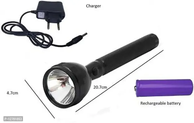 SHOP93 STORE Rechargeable Industrial Security Purpose Super Metal Torch Flashlight Torch&nbsp;&nbsp;(Black, 2 cm, Rechargeable)_Torch J824-thumb2