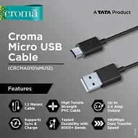 Fast charge 1.2m Micro USB sync  charge cable 1.2 m Micro USB Cable&nbsp;(Compatible with Mobile, Laptop, Black, One Cable)-thumb2