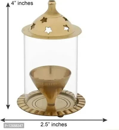 Designer Akhand Diya for Home and Puja room Brass, Glass Table Diya&nbsp;&nbsp;(Height: 4 inch)_Glass Diya 209-thumb3