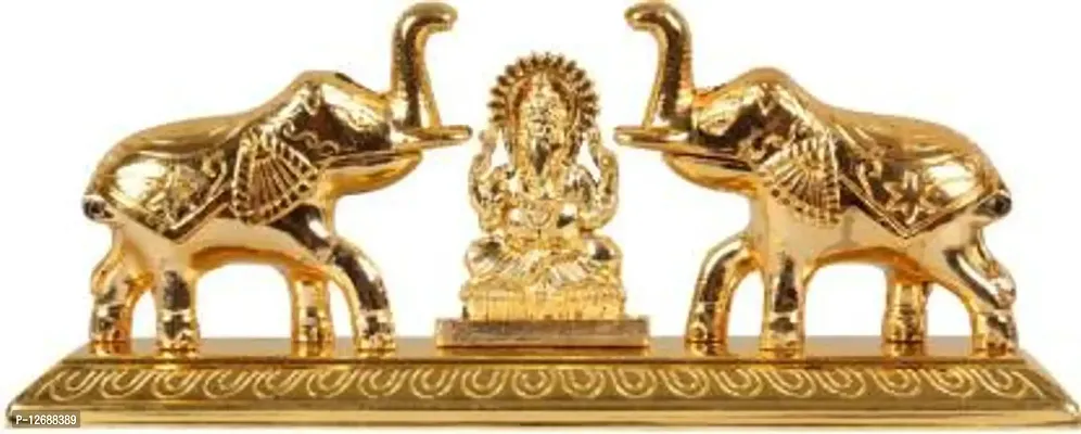 Roli-Chandan, Chawal-Akshat- haldi - Kumkum Box chopda for Gift and Pooja Purpose Showpiece - 15 cm (Zinc, Gold) (Double Elephant) Decorative Showpiece - 8 cm&nbsp;&nbsp;(Metal, Gold)_ES21