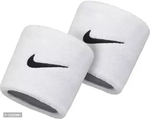 Sweatband/Wrist Band/Wrist Support For Gym, Sports Made Cotton Fitness Band (Pack of 4) - Set of 2 Pairs (White+Black)-thumb3