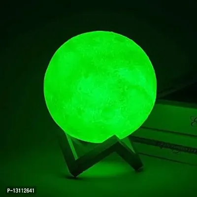 3D 7 Color Changing Moon Night Lamp with Stand for Bedroom Lights for Adults and Kids Home Room Beautiful Indoor Lighting - 15CM, Pack of 1 Night Lamp&nbsp;&nbsp;(10 cm, Multicolor)-thumb3