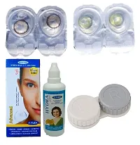 Green-Brown Colored (2 Pairs) Soft Contact Lens (0 Power) with Solution  Case-thumb1