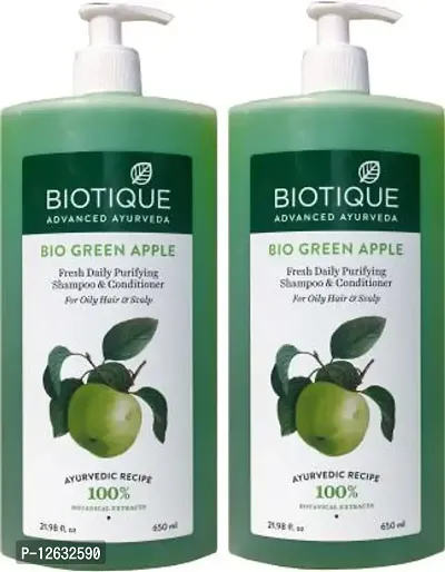 Biotique Green Apple Shampoo (650 ml) - Pack of 2